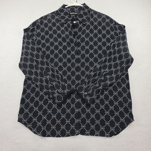 Markus Lupfer Tops - Markus Lupfer Black Lip Print Long Sleeve Top Size 6 Blouse Button Up Pop Art